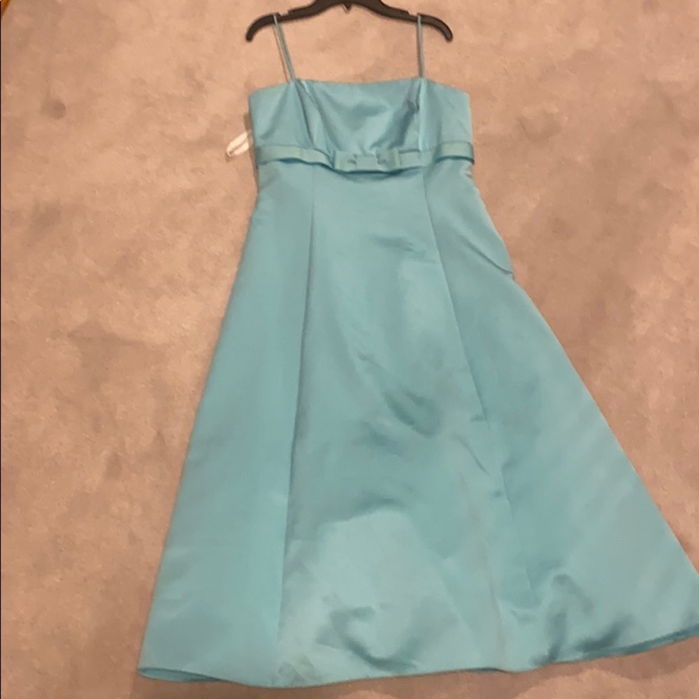 Blue silky dress